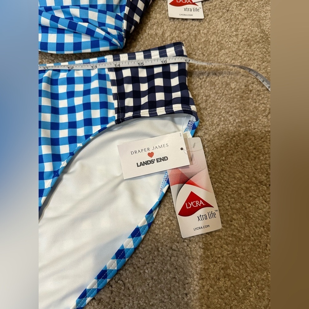 NWT Draper James x Lands' End Blue Gingham Swim Set Size 14 - Picture 7 of 13